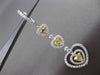 ESTATE LARGE 1.86CT WHITE & YELLOW DIAMOND 18KT 2 TONE GOLD HEART DROP EARRINGS