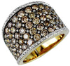 ESTATE LARGE 3.64CT WHITE & CHOCOLATE FANCY DIAMOND 14KT 2 TONE GOLD ETOILE RING