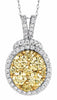 ESTATE 1.97CT WHITE & FANCY YELLOW DIAMOND 14KT WHITE GOLD OVAL FLOATING PENDANT