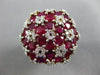 ESTATE EXTRA LARGE 6.50CT DIAMOND & AAA RUBY 14K YELLOW GOLD FLOWER RING#22260