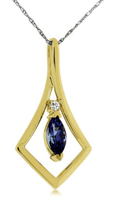 .37CT DIAMOND & AAA TANZANITE 14K YELLOW GOLD 3D ROUND & MARQUISE SQUARE PENDANT