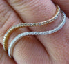 ESTATE LARGE .61CT ROUND DIAMOND 18K WHITE & ROSE GOLD 3D TWO ROW WAVE LOVE RING