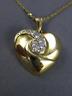 ESTATE .38CT DIAMOND 14KT YELLOW GOLD CLASSIC 3D SWIRL PUFF HEART PENDANT #322