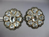 ANTIQUE LARGE 12.9 DIAMOND & AAA AQUAMARINE 14K YELLOW GOLD SILVER STUD EARRINGS