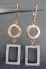 ESTATE LARGE .46CT DIAMOND 14KT WHITE & ROSE GOLD MATTE & SHINY HANGING EARRINGS