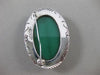 ANTIQUE EXTRA LARGE 925 SILVER HANDCRAFTED AAA GREEN ONYX FILIGREE BROOCH #22806