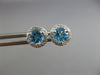 ESTATE 1.17CT DIAMOND & AAA BLUE TOPAZ 14KT WHITE GOLD ROUND HALO STUD EARRINGS
