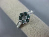 ESTATE .72CT WHITE AND BLUE DIAMOND 14KT WHITE GOLD 3D FLOWER CLUSTER LOVE RING