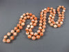 ESTATE EXTRA LONG AAA CORAL 14KT YELLOW GOLD 3D CLASSIC BEAD NECKLACE #26094
