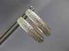 ESTATE LARGE 1.0CT DIAMOND 14KT 2 TONE GOLD 3D CLASSIC 3 ROW OVAL HOOP EARRINGS