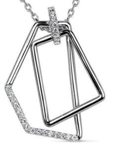 ESTATE .16CT DIAMOND 18KT WHITE GOLD 3D CLASSIC SQUARE PENTAGON FLOATING PENDANT