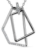 ESTATE .16CT DIAMOND 18KT WHITE GOLD 3D CLASSIC SQUARE PENTAGON FLOATING PENDANT