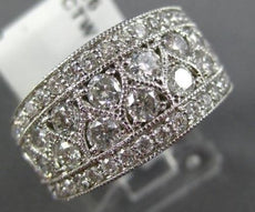 WIDE 1.50CT DIAMOND 14KT WHITE GOLD 3D MILGRAIN SEMI ETERNITY ANNIVERSARY RING