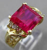 ANTIQUE 2.60CT DIAMOND & RUBELLITE 14KT YELLOW GOLD 3D FILIGREE FUN RING #23930