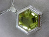 ESTATE LARGE 15.70CT DIAMOND & AAA GREEN AMETHYST18K WHITE GOLD HEXAGON NECKLACE