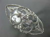 ESTATE EXTRA LARGE 1.33CT DIAMOND 14K WHITE GOLD OPEN FILIGREE FLEUR DE LIS RING