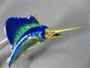 ANTIQUE AAA BLUE & GREEN ENAMEL 18KT YELLOW GOLD 3D SWORDFISH PIN BROOCH #21878