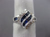 ESTATE 1.2CT DIAMOND & AAA SAPPHIRE 14K WHITE GOLD 3D SWIRL FLAME MULTI ROW RING