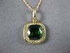 ESTATE 1.48CT DIAMOND & AAA GREEN GARNET 14KT YELLOW GOLD SQUARE HALO PENDANT