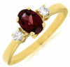 ESTATE 1.12CT DIAMOND & AAA RHODOLITE 14KT YELLOW GOLD ROUND & OVAL 3 STONE RING