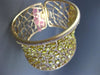 MASSIVE 27.48CT PINK & INTENSE YELLOW DIAMOND 18K ROSE GOLD FILIGREE WEB BANGLE