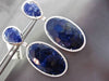 ESTATE LARGE 1.80CTW DIAMOND & FANCY BLUE SODALITE 14KT WHITE GOLD DROP EARRINGS