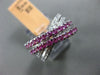 ESTATE 1.31CT DIAMOND & PINK SAPPHIRE 14KT WHITE GOLD MULTI ROW CRISS CROSS RING