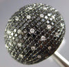 ESTATE LARGE 2.87CT WHITE & BLACK DIAMOND 18K WHITE GOLD DOME SHOOTING STAR RING