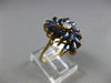 ESTATE 2.45CT ROUND DIAMOND & MARQUISE SAPPHIRE 14KT YELLOW GOLD 3D FLOWER RING