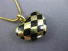 ESTATE BLACK ENAMEL 14K YELLOW GOLD CLASSIC DOUBLE SIDED HEART CHECKERED PENDANT