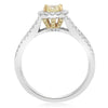 .93CT WHITE & FANCY YELLOW DIAMOND 18K 2 TONE GOLD HALO INFINITY ENGAGEMENT RING