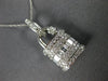 ESTATE LARGE .70CT ROUND & BAGUETTE DIAMOND 18KT WHITE GOLD 3D LOCK LOVE PENDANT