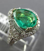 LARGE 2.15CT DIAMOND & AAA EMERALD 14KT TWO TONE GOLD PEAR SHAPE ENGAGEMENT RING