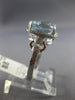 ESTATE LARGE 3.55CT DIAMOND & AAA AQUAMARINE 14K WHITE GOLD HALO ENGAGEMENT RING