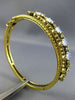 ANTIQUE WIDE .18CT DIAMOND & AAA OPAL 14KT YELLOW GOLD FILIGREE BANGLE BRACELET