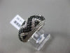 ESTATE WIDE 1.34CT BLACK & WHITE DIAMOND 18KT WHITE GOLD 3D MULTI ROW PAVE RING