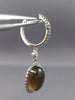 ESTATE 5.91CT DIAMOND & AAA SMOKY TOPAZ 14K WHITE GOLD 3D HALO HANGING EARRINGS