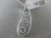 ESTATE LARGE .66CT DIAMOND 18KT WHITE GOLD GRADUATING FLEUR DE LIS WAVE PENDANT