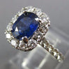 ESTATE LARGE 2.17CT DIAMOND & AAA SAPPHIRE 18KT WHITE GOLD HALO ENGAGEMENT RING