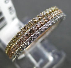 ESTATE .75CT DIAMOND 14KT TRI COLOR GOLD 3 STACKABLE WEDDING ANNIVERSARY RING