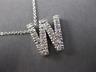 .38CT ROUND DIAMOND 14KT WHITE GOLD CLASSIC "W" INITIAL FLOATING PENDANT #18317