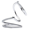 ESTATE .71CT DIAMOND 18K WHITE GOLD SWIRL SEMI ETERNITY FLEXIBLE ADJUSTABLE RING