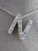 ESTATE .25CT DIAMOND 14KT WHITE GOLD 3D " N " INITIAL FLOATING PENDANT #19509