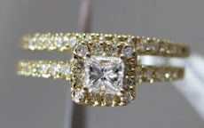 ESTATE .45CT PRINCESS & ROUND DIAMOND 14KT YELLOW GOLD ENGAGEMENT & WEDDING RING