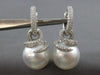 ESTATE LARGE 1.6CT DIAMOND & AAA SOUTH SEA PEARL 18K WHITE GOLD HANGING EARRINGS