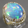 LARGE 4.16CT DIAMOND & AAA OPAL 14KT YELLOW GOLD 3D OVAL DOUBLE HALO SNAKE RING
