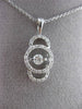 ESTATE .35CT DIAMOND 14KT WHITE GOLD 3D FILIGREE FLOATING CIRCULAR PENDANT CHAIN