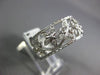 ANTIQUE .42CT DIAMOND 14KT WHITE GOLD 3D FLOWER FILIGREE ETERNITY RING #22243