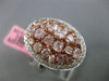 ESTATE LARGE 2.96CT WHITE & FANCY PINK DIAMOND 18KT GOLD OVAL FILIGREE RING