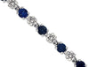 ESTATE 4.47CT DIAMOND & AAA SAPPHIRE 14KT WHITE GOLD 3D FLOWER TENNIS BRACELET